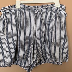 Blue and whit striped shorts. Size XL